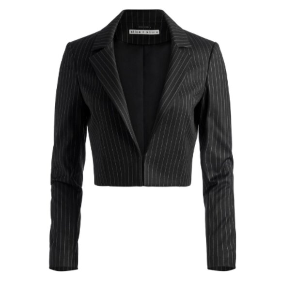 Alice + Olivia Jackets & Blazers - NWT Alice & Olivia "Mya" Black Cropped Pinstripe Blazer